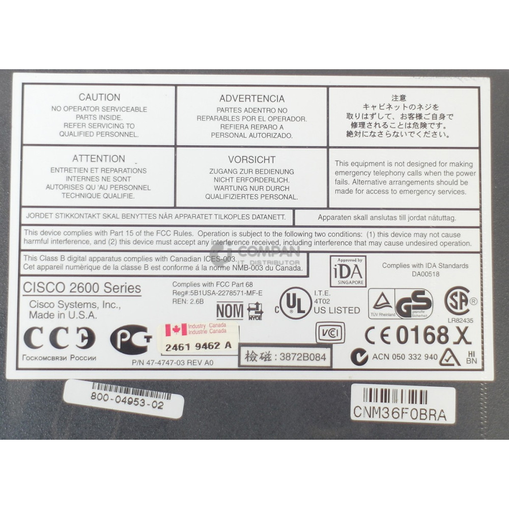 CISCO 2611 DUAL ETHERNET MODULAR ROUTER W/ WIC1B WIC2T